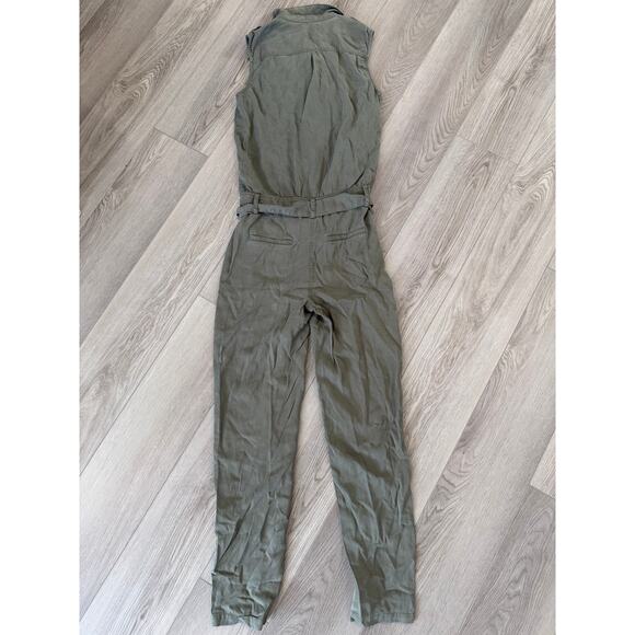 Etienne Marcel Belted Slim Leg Cargo Jumpsuit Tencel Military Aviator Casual XS - Picture 7 of 8